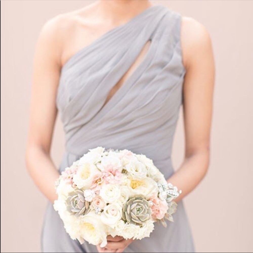 Beautiful pale grey bridesmaid dress